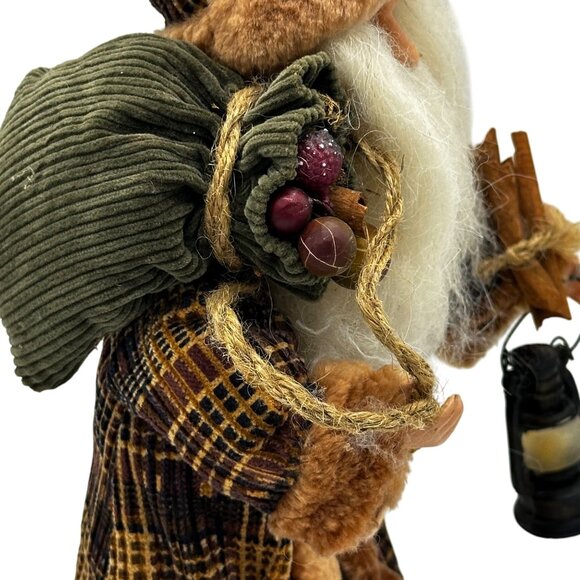 Vtg Old World Santa Claus Figurine Father Christmas Lantern Velvet Coat 13” Core - Picture 7 of 9